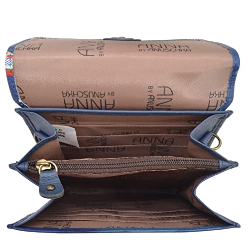 Anna by Anuschka Women’s Hand-Painted Genuine Leather Flap Organizer - Koi Fish Blue3