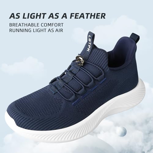 Walking Shoes for Women- Lightweight, Slip On, Breathable Sneakers for Running, Walking, Jogging, Gym Blue Size 9.52