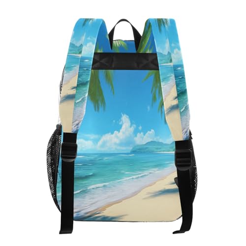 Palm Sea Beach Clear Backpack - Stadium Approved Large 15.7-inch Waterproof Transparent Bag for Sports, Concerts, Work, Travel#1403