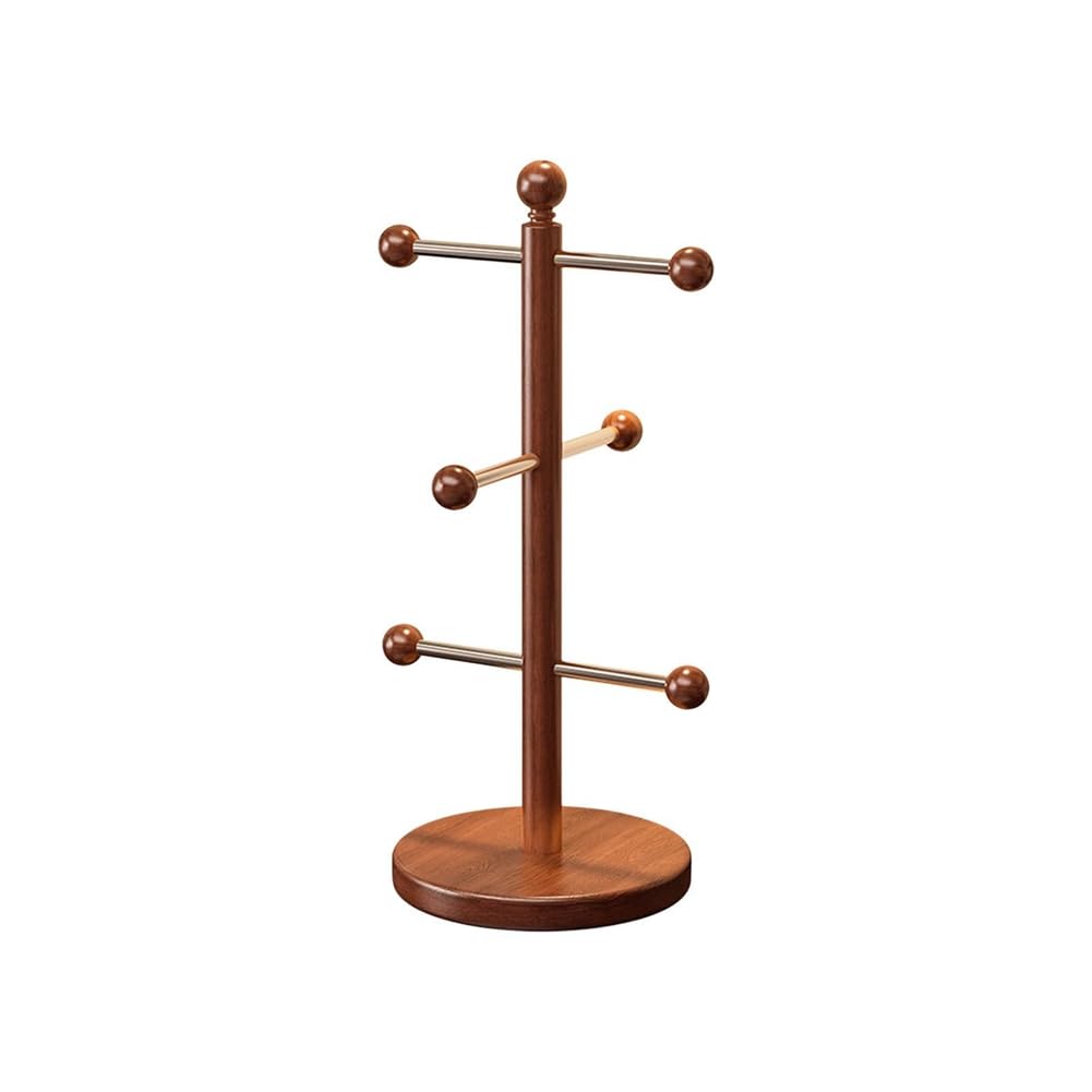 Hndhbfgrt As Shown Solid Wood Mug Tree 6 Detachable Hooks For Counter For Coffee Mug Holder, Decorative Racks For Coffee Bar Organizer