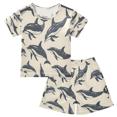 senya Short Sleeve Pajamas Sets Summer Cotton Sleepwear Black Dolphin