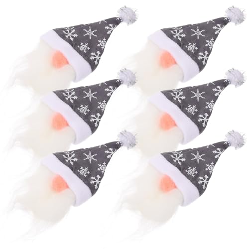 Angoily Fundas Navideñas para Botellas de Vino 6 Piezas, Decoración Champán sin Rostro en Tela Gris, Reutilizables para Fiestas de Navidad y Obsequio Festivo