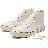 hash bubbie Unisex Fashion High top Sneakers Womens Classic High Tops Canvas Shoes Casual Tennis Shoes for Men(Beige,US9.5W/US7.5M)