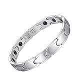 Feraco Men Sleek Titanium Stainless Steel Magnetic Therapy Bracelet in Velvet Gift Box with Free Link Removal Tool