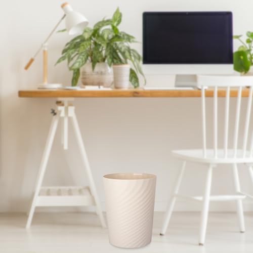 Image of Plastic Small Bathroom Trash Can Wastebasket Garbage Can, Beige, 2 Pack