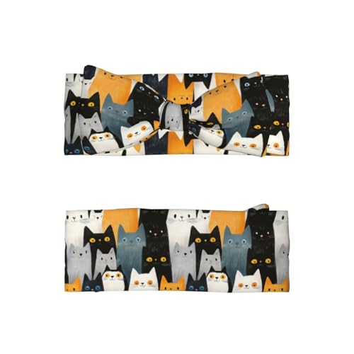 Cute Multicolor Cat Print Baby Girl Bows Headbands Baby Girls Newborn Headbands Infant Toddlers 0-6 Months2