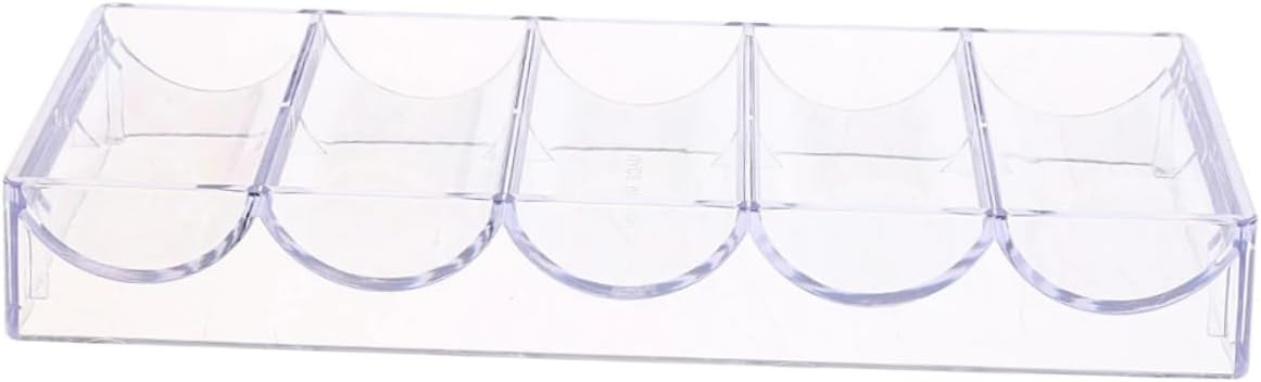 Acrylic Chip Storage Plate with Five Grid Design for 100 Chips | Organizer Case, Single Unit Creative Game Container, Stylish Box for Party Chips, Poker Accessory