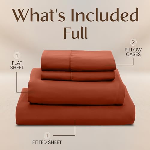 Image of Utopia Bedding Full Size Sheet Set - 4 Piece Bed Sheets, Soft and Breathable Microfiber, Includes 1 Fitted Sheet, 1 Flat Sheet and 2 Pillowcases - OekoTex (Orange)