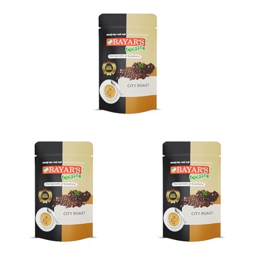 Image of Bayar's Coffee City Roast Filter Coffee Powder 500g | Authentic South Indian Blend with 70% Coffee & 30% Chicory | Freshly Roasted & Ground for Rich Aroma & Taste (Pack of 3)