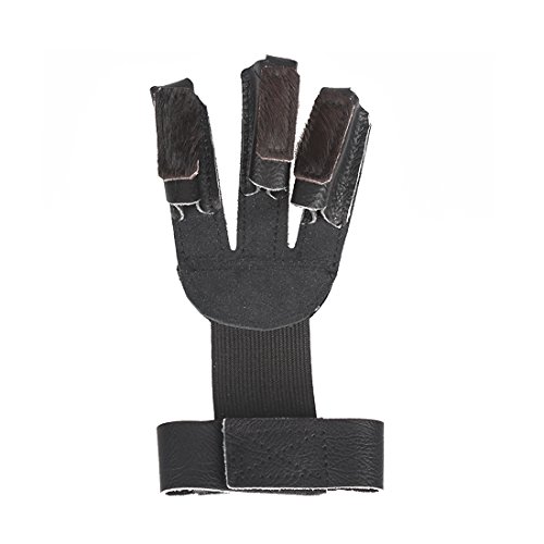 Krayney Adult Youth Archery Leather Gloves Finger Protector Shooting Hunting Arrow Bow Archery Protective Gear Accessories (Black-Adult Size) Krayney Adult Youth Archery Leather Gloves Finger Protector Shooting Hunting Arrow Bow Archery Protective Gear Accessories (Black-Adult Size)