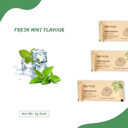 Image of Pack-20 Sustainable Eco-Friendly Organic Bamboo Toothbrush and Toothpaste Sachet, Natural Flavor, Oral Care Biodegradable & Non-Toxic Hotel Dental Kit For Rooms