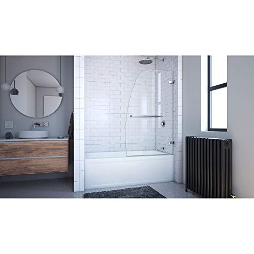 DreamLine Aqua Uno 34 in. W x 58 in. H Frameless Hinged Tub Door in Chrome, SHDR-3534586-01