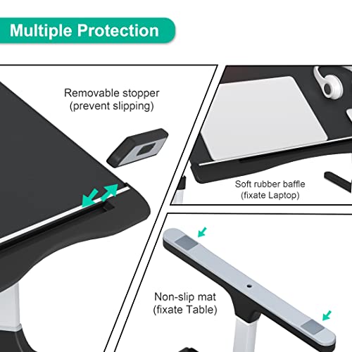 Foldable Laptop Bed Tray Table Pvc Leather, Adjustable Laptop Desk For Bed With Height And Angle, Portable Lap Desk For Laptop And Writing With Double Storage Drawers #TOP5