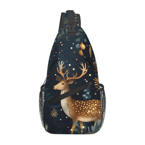 Bolso bandolera unisex con diseño Elk Navidad para viaje miniatura 1