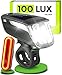 VELMIA Fahrradlichter Set [100 LUX] StVZO zugelassen mit besonders starker Ausleuchtung und 8,5h Leuchtdauer I LED Fahrradlicht Set regenfest und aufladbar I Fahrrad Licht, Fahrrad Zubeh&ouml;r Schwarz