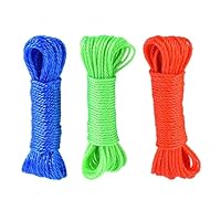 Bralucy Long Nylon Rope 3pcs Laundry Rope PE Washing Line for Garden Outdoor Clothes Drying Handmade Crafts (20M)