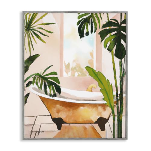 Tropical Plants Bathtub Botanical, 16 x 20 Inch Framed Giclée Print