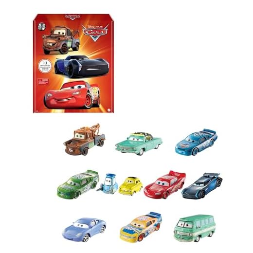 Disney and Pixar Cars Set of 10 Die-Cast Mini Racers Vehicles, Collectible Set of 1:55 Scale Toy Cars Inspired by Movies