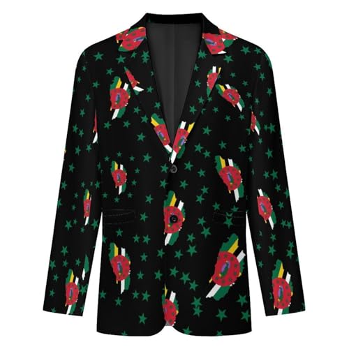 Dominica Flag Mens Suit Jacket Lapel Blazers V Neck Button Business Coat Tuxedo for Wedding Party4