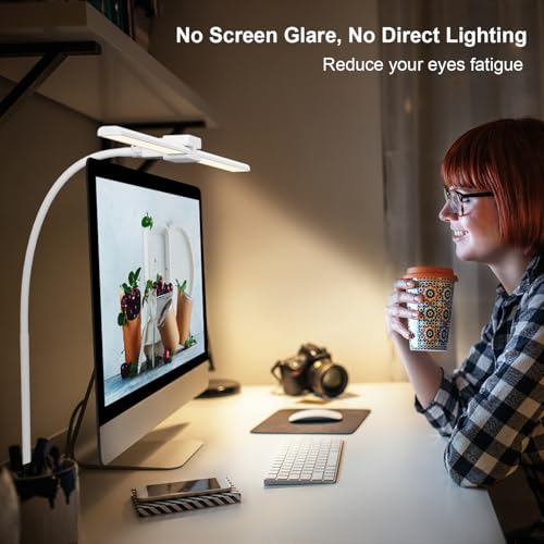Image of EppieBasic LED Desk Lamp, 24W Double Head Desk Light,Architect Clamp Task Table Lamp, Office Desk Lamps Super Bright Extra Wide Area Drafting Work Light for Workbench, Reading, Monitor