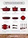 CAROTE 20Pcs Titanium Cookware Set, Pots and Pans Set Non Stick, Kitchen Cooking Set with Detachable Handle, Non Toxic Induction Cookware - Camping Cookware, Dishwasher/Oven Safe, Red