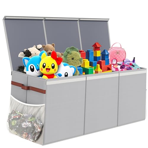 QYYDWN Extra Large Sturdy Toy Box, 40"x16"x14" Stuffed Animal Storage Bins with Lids, Collapsible Clothes Toy Chest Bins for Boys, Girls,Toddlers, Living Room Area Basket Organization and Storage