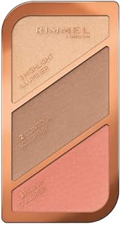 Rimmel rozświetlająca paletka do konturowania twarzy 3w1 nr 002 Coral Glow