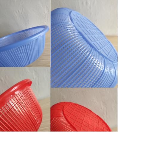 Image of 4 Pcs Large Plastic Wash Basket Round Perforated Colander Wash Vegetables and Fruits Drain Cooked Pasta Kitchen Essentials Food Strainer Basket Strainer Kitchen Blue Green Red Orange color