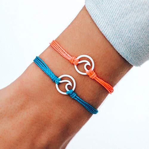 Image of Pura Vida Aqua or White Enamel Wave Bracelet - Waterproof, Adjustable Band