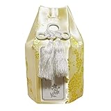 仏具 骨壷 2.5寸 梅 イエロー 覆い袋のみ 戒名シールつき 手元供養 骨壷カバー シルク 分骨 戒名シールつき