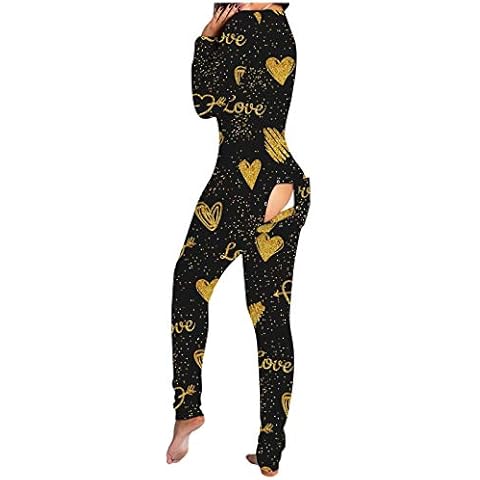 FABIURT Jumpsuits for Women Dressy White Women's Onesie Pajamas with Back Functional Buttoned Flap, One Piece Long Sleeve Bodysuit Rompers Jumpsuit Sleepwear Cover