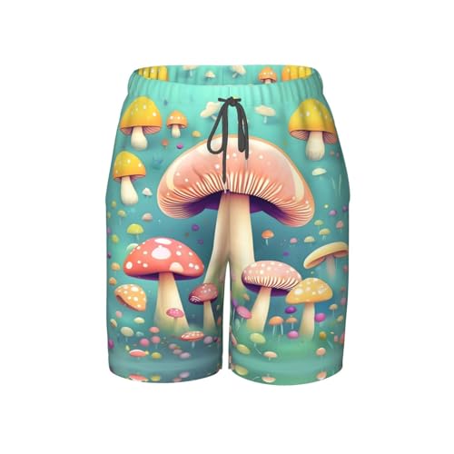 Pretty Little Mushrooms Youth Beach Pants, Soft and Breathable, with Drawstring Waist, Suitable for Sports and Leisure.