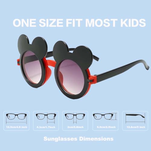 Toddlers Sunglasses Bulk, 2 Pack Boys Sunglasses for Summer Beach Pool Birthday Makeup Party Stuffers (Black Mouse)3