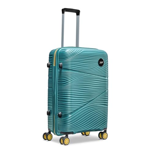 Image of Skybags Swirl Check-in Trolley Bag 65cm | Medium Hard Luggage | 8 Wheels Suitcase for Travel | 3-Digit Combination Lock with Anti-Theft Zipper | Polypropylene | 3 Years Warranty - Unisex (Cyan)