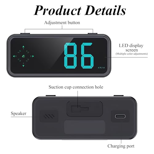 GUGUMO GPS Digital Speedometer for Car MPH, Universal HUD Speed Meter with LED Large Font, Plug Play for Car Truck Motor SUV Golf Cart All Vehicles (Digital Speedometer with Bracket)