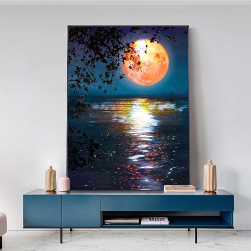 Peinture abstraite de lac de lune sur toile KEBIA 60x80 cm