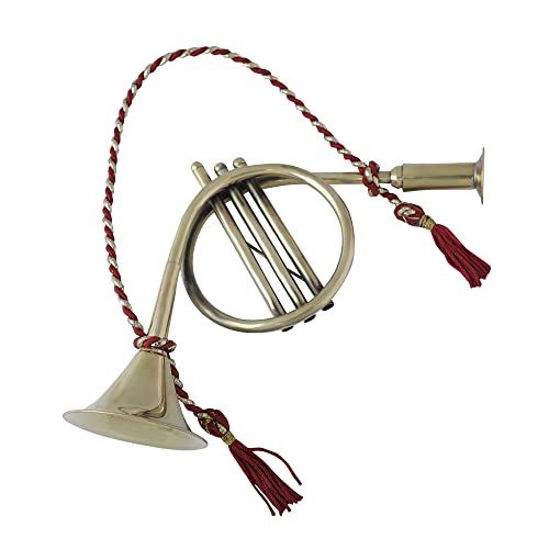 Handtechindia Musical Instrument Bugle Brass Wind Musical Instrument Army Brass Band Trumpet Brass Instrument Metal Flugelhorn Brass To Play Decorative Gift For Boys & Girls (8 Inch) #TOP2
