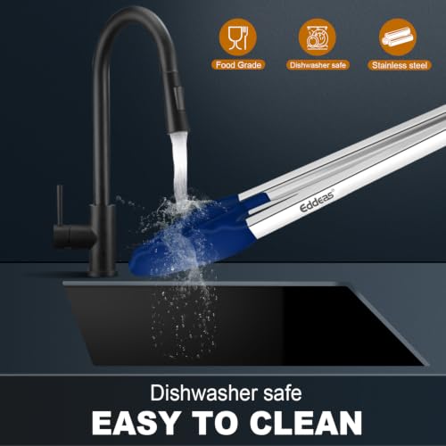 Image of Tongs For Cooking - Silicone Metal Kitchen Tong 7 inch 9 inch & 12 inch Blue
