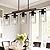 NSRCE Dining Room Light Fixture Over Table, 5-Light Linear Farmhouse Chandelier Pendant Lighting for Kitchen Island Dining Room with Glass Shade, Black Metal and Wood Finish