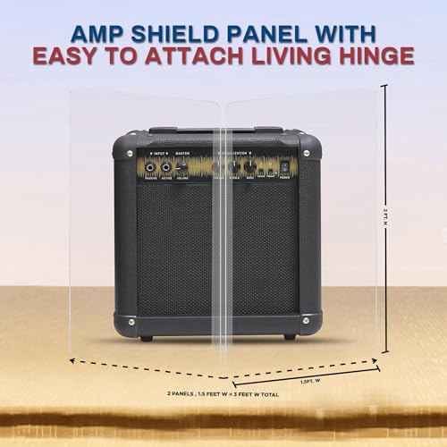 PENNZONI Amp Shield, Amp Acrylic Shield, Guitar Amp Shield, Clear Acrylic Panel Amp Shield with Plastic Hinges (2 Panels, 2ft x 3ft)