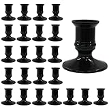 Hordion 24Pcs Taper Candle Holder Black Plastic Candlestick Holders Decorative Table Centerpiece for Wedding Candlelight Dinner Bridal Showers Party Decor