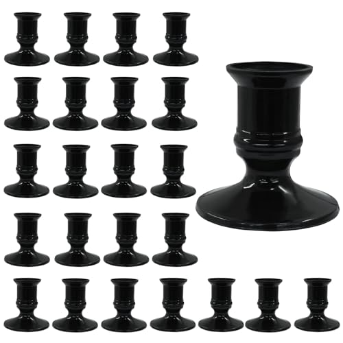 Hordion 24pcs Black Taper Candle Holders for Table D&eacute;cor