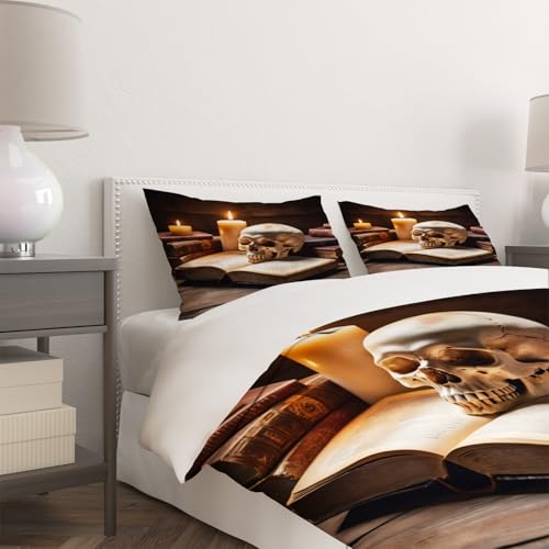 Parure de lit crâne 240x260 housse de couette horreur en microfibre