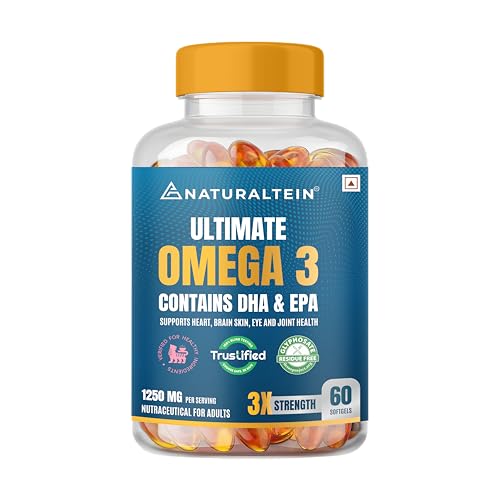 Image of Naturaltein Omega-3 Fish Oil 1250mg Triple Strength (60 Softgels) + Naturaltein Magnesium Glycinate 1200mg 60 Tablets | Heart Health, Brain Function, Muscle Relaxation & Sleep Support Combo