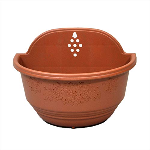 アップルウェアー 鉢 壁掛け クレストカベカケ 280型 ブラウン 土容量2.5L 奥行17.5×幅28×高さ20.5㎝ 肉厚 おしゃれなぶどう柄 壁掛け 足付き 置いて使える 日本製