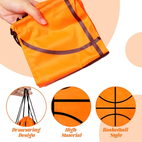 16 Pcs Basketball Drawstring Bags,Small Sports Workout Supplies,Basketball Shaped Snack Treat Backpacks(Orange)3