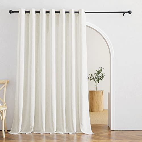 RYB HOME Semi Sheer Curtains Linen Textured Room Divider Drape Privacy Light Filtering Window Covering for Living Room Sliding Glass Door, W 100 x L 95 inch, 1 Panel, Linen