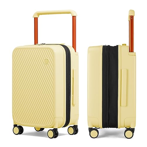 mixi Large Capacity Expandable Carry On Luggage Airline Approved 20'' Lightweight Luggage Wide Handle PC Hardshell Suitcases with Spinner Wheels & TSA Lock, Lark Yellow