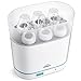Philips Avent SCF285/02 Esterilizador a Vapor Eléctrico 3 en 1 Apto para Biberones de Cuello Ancho y Estrecho, Ciclo de 6 Minutos con Desconexión Automática, Elimina un 99,9% de Gérmenes Dañinos, Color Blanco/ Azul