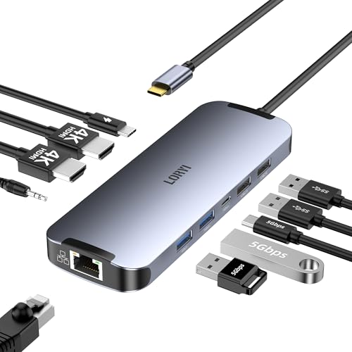 Station d'accueil Hub USB-C double HDMI 4K avec Ethernet Gigabit et charge 100W PD